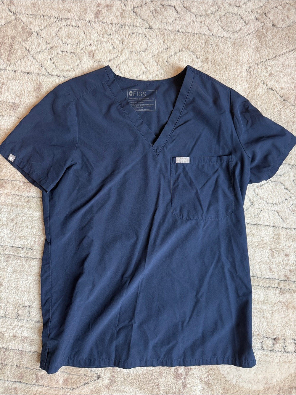 FIGS Navy FREEx Line (Mesh-Lined) Pant and FREEx Unlined Top, S top, M tall pant